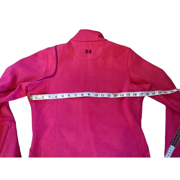 Under Armor Hot Pink pink Full Zip Jacket W/fuzzy Black Collar Women’s Small - Picture 5 of 7